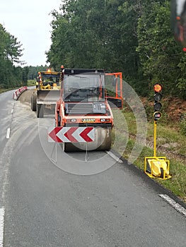 Machines working on the road