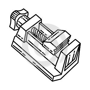 Machinist vise Icon. Doodle Hand Drawn or Outline Icon Style