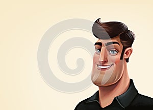 Macho character illustration. Ladies' man in black shirt