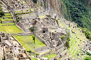 Machu Picchu aerial view to ruins