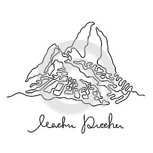 Machu Picchu continuous line vector illustration