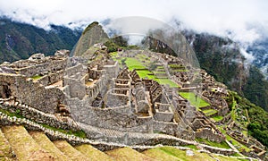 Machu Picchu inca ruins town near Cuzco or Cusco Peru