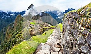 Machu Picchu inca ruins town near Cuzco or Cusco Peru