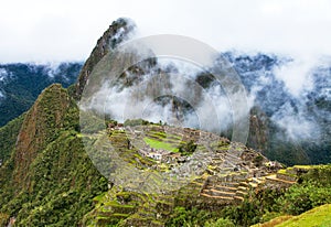 Machu Picchu inca ruins town near Cuzco or Cusco Peru