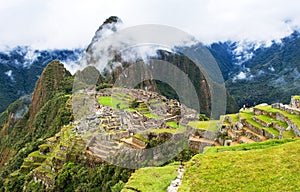 Machu Picchu inca ruins town near Cuzco or Cusco Peru