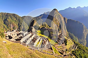 Machu Picchu Incas ruins. Pre columbian inca site in Peru.