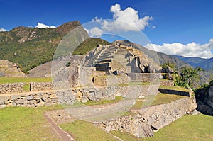 Machu picchu old mountain, pre columbian inca site situated on a mountain ridge above the urubamba valley in Peru