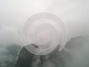 Machu picchu panoramic fog