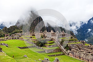 Machu Picchu, panoramic view of peruvian incan town