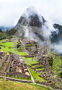 Machu Picchu, panoramic view of peruvian incan town