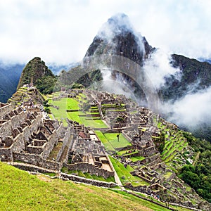 Machu Picchu, panoramic view of peruvian incan town