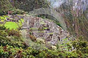 Machu Picchu, panoramic view of peruvian incan town