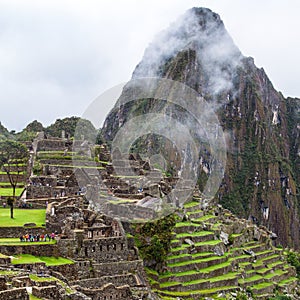 Machu Picchu, panoramic view of peruvian incan town