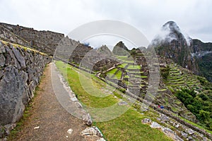 Machu Picchu, panoramic view of peruvian incan town