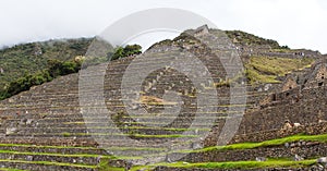 Machu Picchu, panoramic view of peruvian incan town