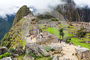 Machu Picchu, panoramic view of peruvian incan town