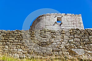 Machu Picchu, Peru - Inca Temple of the Sun Inti Watana, or Intiwatana, Masonry Wall View inside Machu Picchu, Peru