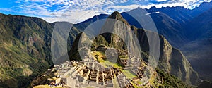 Machu Picchu, Peru - Panoramic Morning View of Machu Picchu UNESCO World Heritage