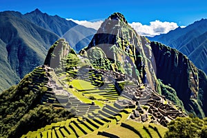 Machu Picchu, Peru, South America. The Inca city of Machu Picchu is a UNESCO World Heritage Site, Overview of Machu Picchu,