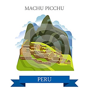 Machu Picchu in Peru vector flat attraction landmarks photo