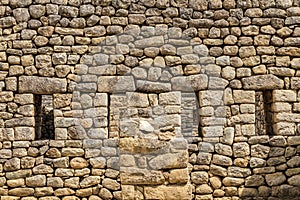 Machu Picchu rock wall, Cusco, Peru, South America.