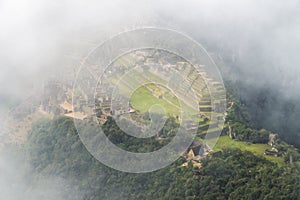 Machu Picchu ruins aerial