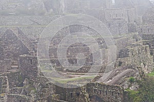 Machu Picchu Ruins in Morning Mist