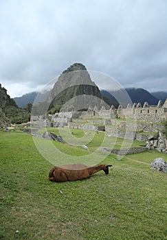 Machu Picchu ruins in Peru. UNESCO World Heritage Site from 1983