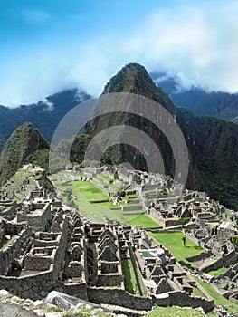 Machu Picchu - stone masonry houses & terraces. Peru