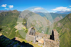 Machu Picchu - View from Huayna Picchu mountain on Machu Picchu and old ruins