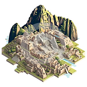 Machu Pichu, Peruvian Historical Monument generated and in AI Illustration