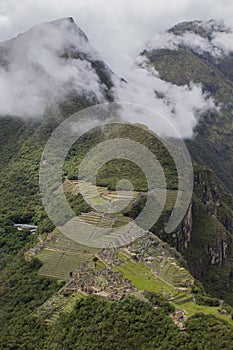 Machupicchu citadel with Machupicchu mountain