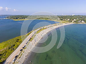 Mackeral Cove Beach aerial view, Rhode Island, USA