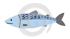 Mackerel fish, cartoon style. Trendy modern vector illustration isolated on white background, hand drawn, flat design