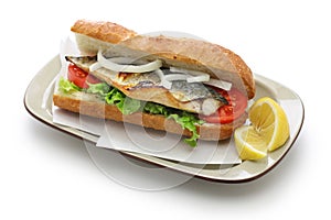 Mackerel fish sandwich, balik ekmek, turkish food