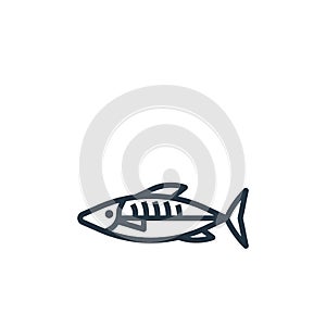mackerel vector icon isolated on white background. Outline, thin line mackerel icon for website design and mobile, app development