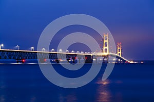 Mackinac bridge in the evening