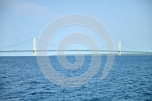 The Mackinac Bridge and lake