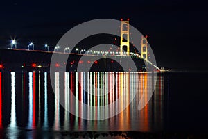 Mackinac Bridge at Night - Crayola Reflections - M