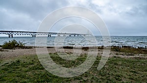 Mackinac Bridge rainy morning