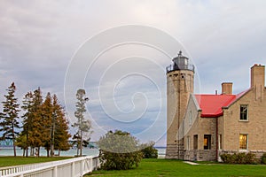 Mackinaw Point Lighthouse In Mackinac City Michigan