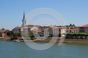 Macon city with Saone river in Burgundy photo