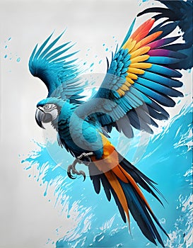 Macow Colorful Ilustration - Big bird - flying - Animal - AI Generative