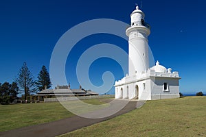 Macquarie Lighthouse - oblique view, with the Keeper's Cottage, New South Wales, Australia