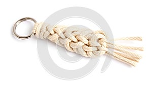 Macrame keychain isolated on bright background