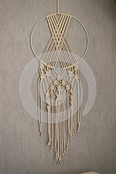 Macrame tapestry in the making