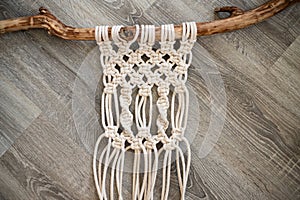 Macrame tapestry in the making