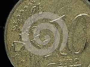 Macro of 10 euro cents