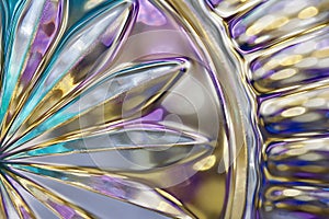 Macro abstract art background of beautiful lead crystal glass reflecting brilliant purple color