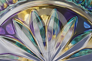 Macro abstract art background of beautiful lead crystal glass reflecting brilliant color